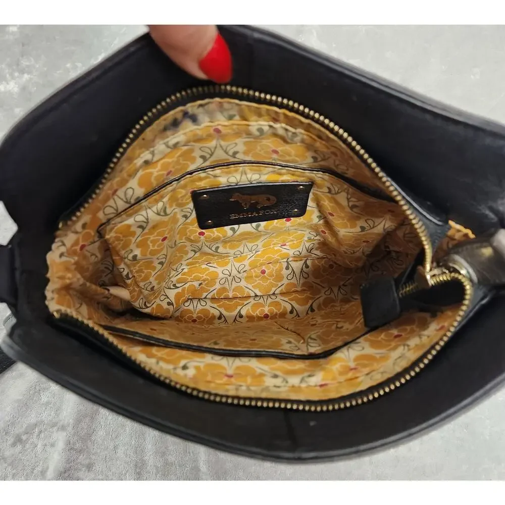 Emma Fox Black, Purple & Grey  Leather Crossbody Handbag with Gold Hardware